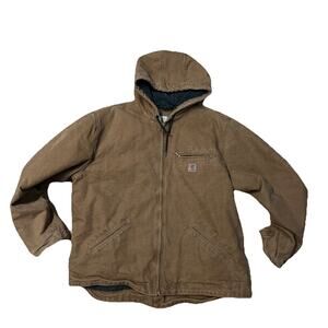Carhartt Sierra Jacket Sherpa Lined Mens XL Workwear Zipper Hood Canvas